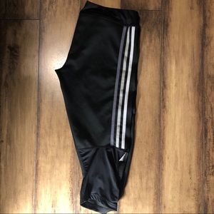 Adidas Black Capris Crops with Three Stripes Large